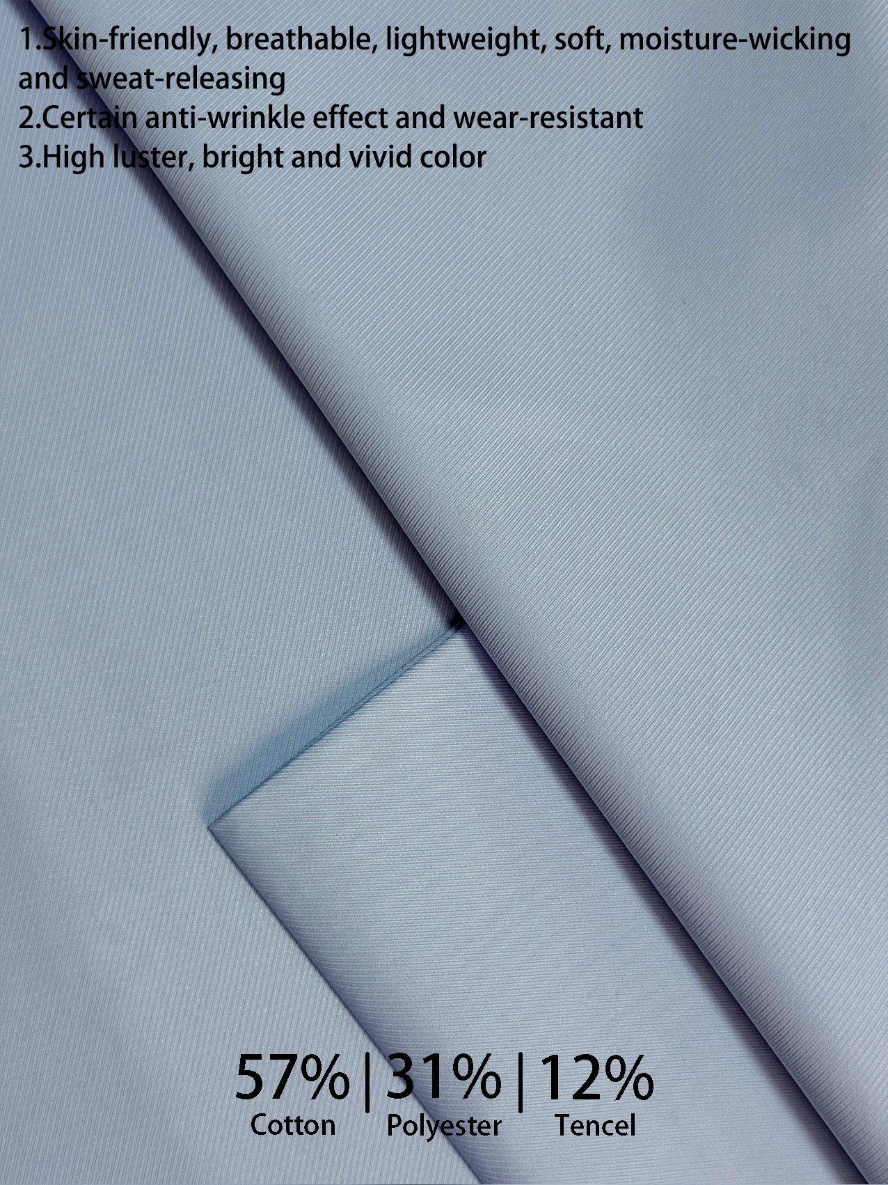 Non-Iron Cotton Polyester Tencel Blend Shirting Fabric